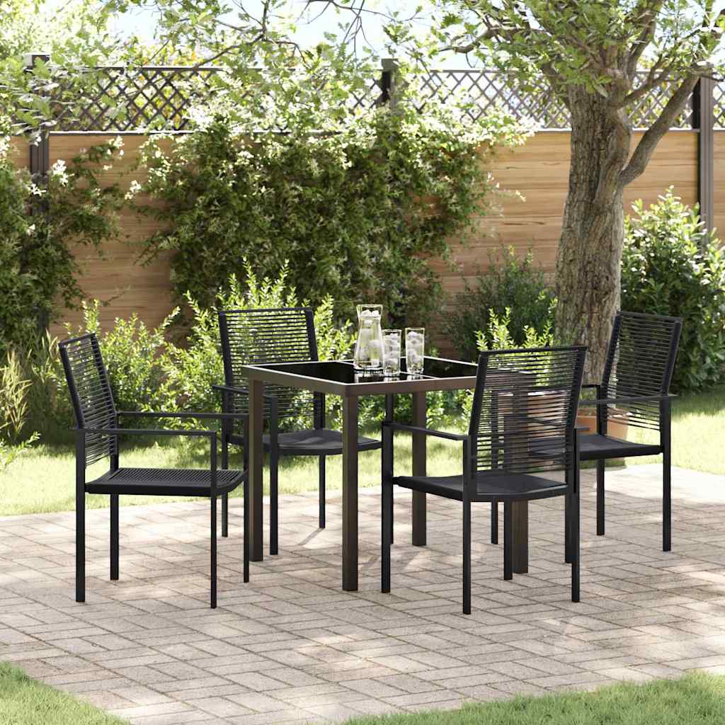 Tuin eettafelset 5 pcs Zwart Gepoedercoat staal – afbeelding 1