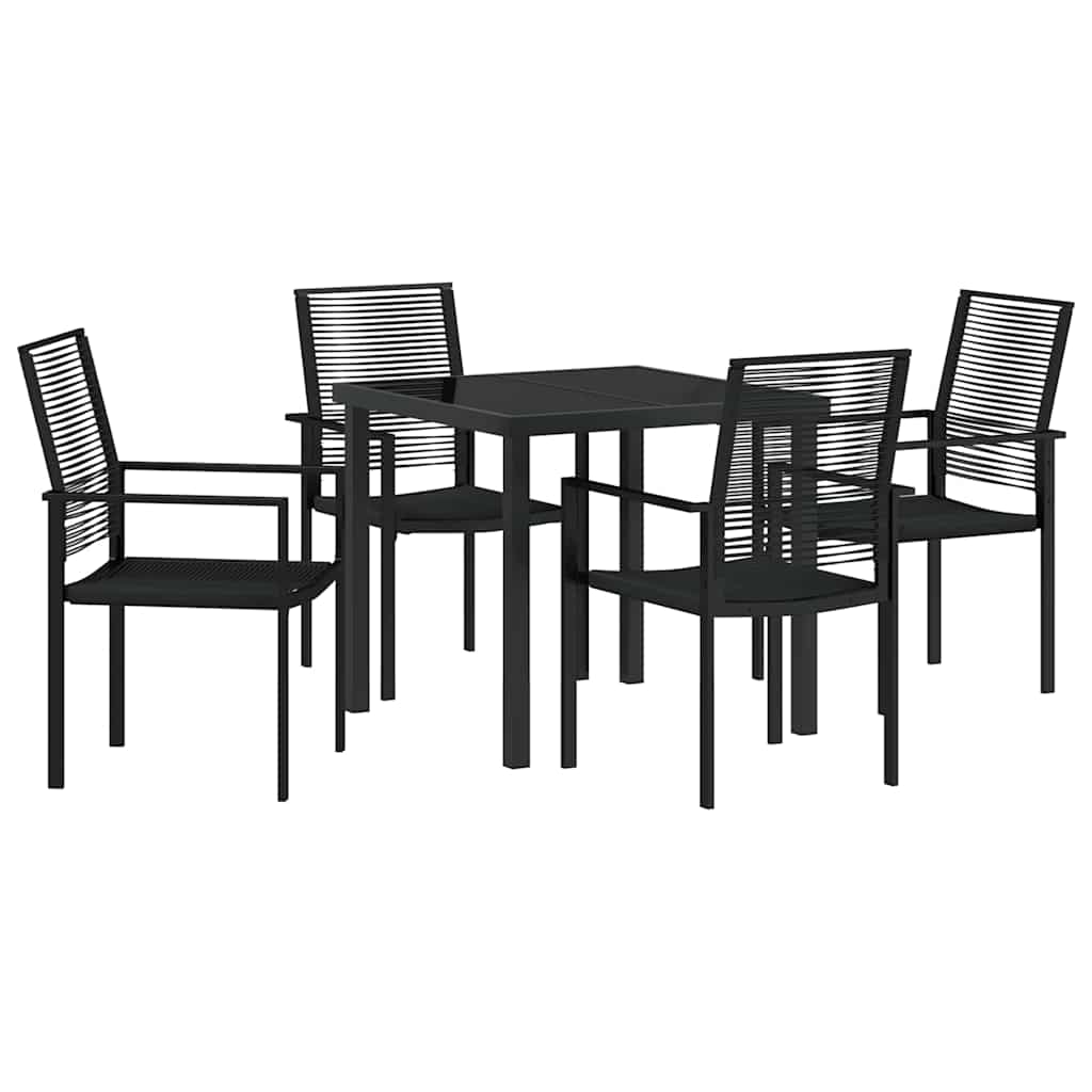 Tuin eettafelset 5 pcs Zwart Gepoedercoat staal – afbeelding 2