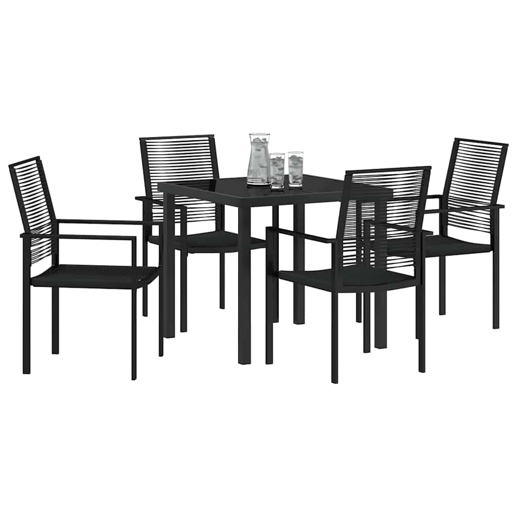 Tuin eettafelset 5 pcs Zwart Gepoedercoat staal – afbeelding 3