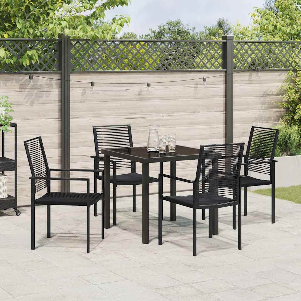 Tuin eettafelset 5 pcs Zwart Gepoedercoat staal – afbeelding 4