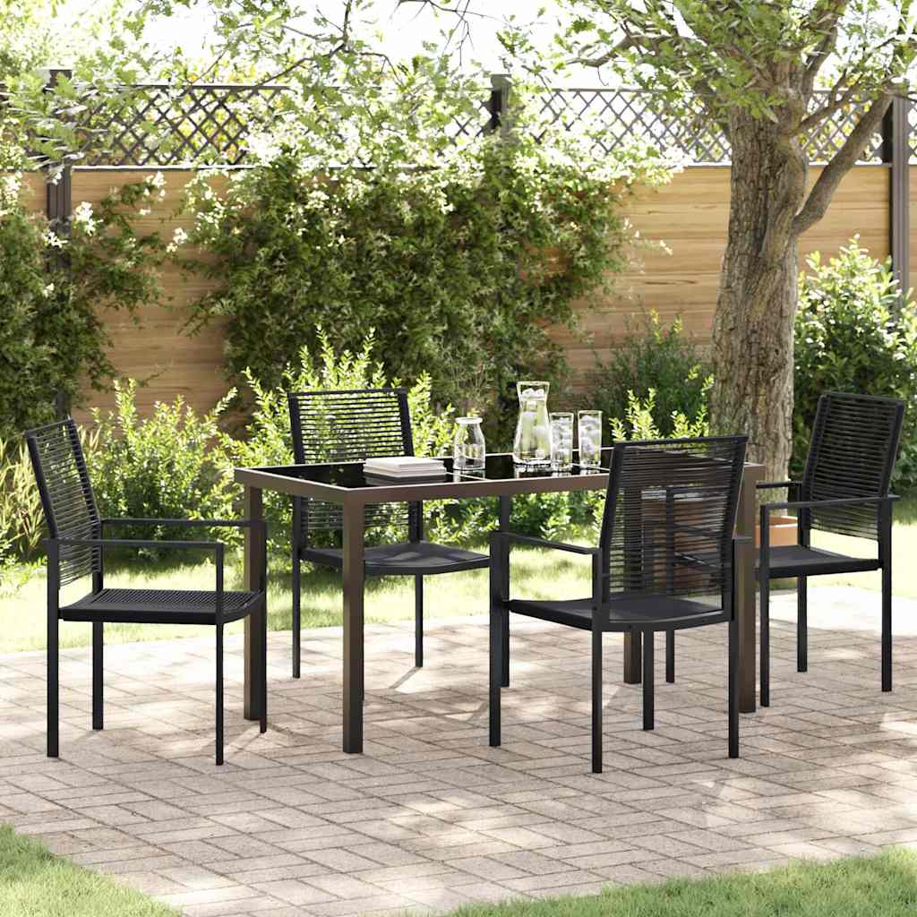 Tuin eettafelset 5 pcs Zwart Gepoedercoat staal