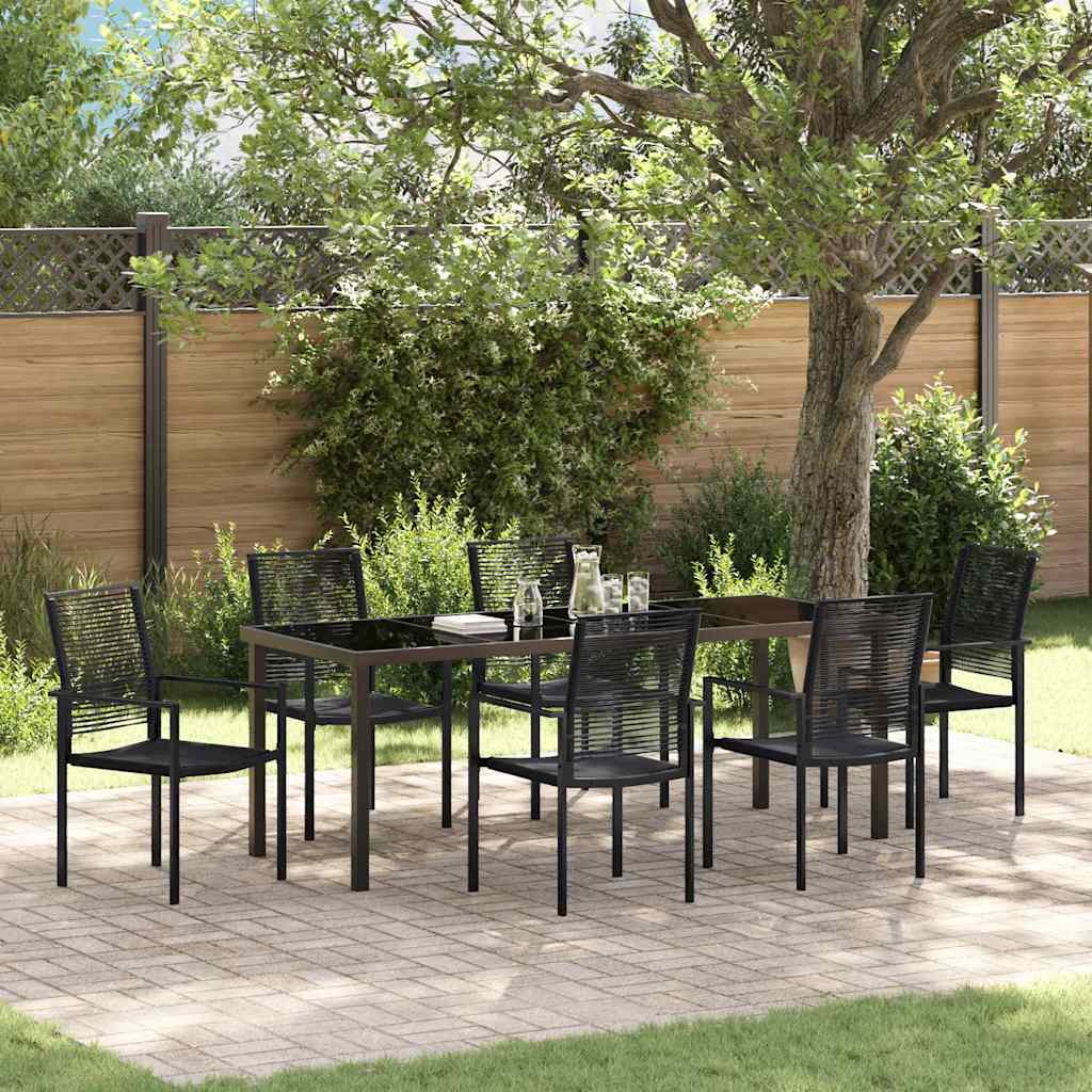 Tuin eettafelset 7 pcs Zwart Gepoedercoat staal – afbeelding 1