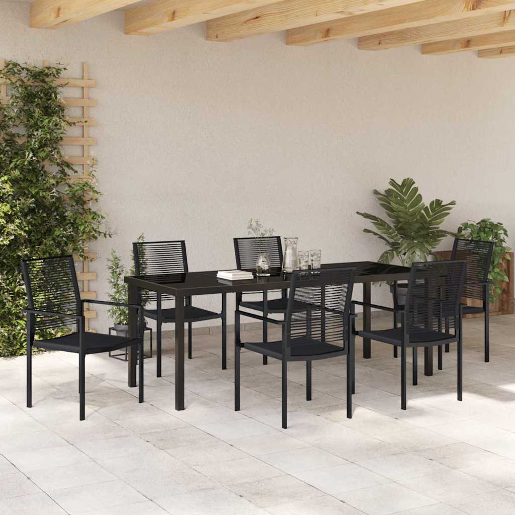 Tuin eettafelset 7 pcs Zwart Gepoedercoat staal – afbeelding 4