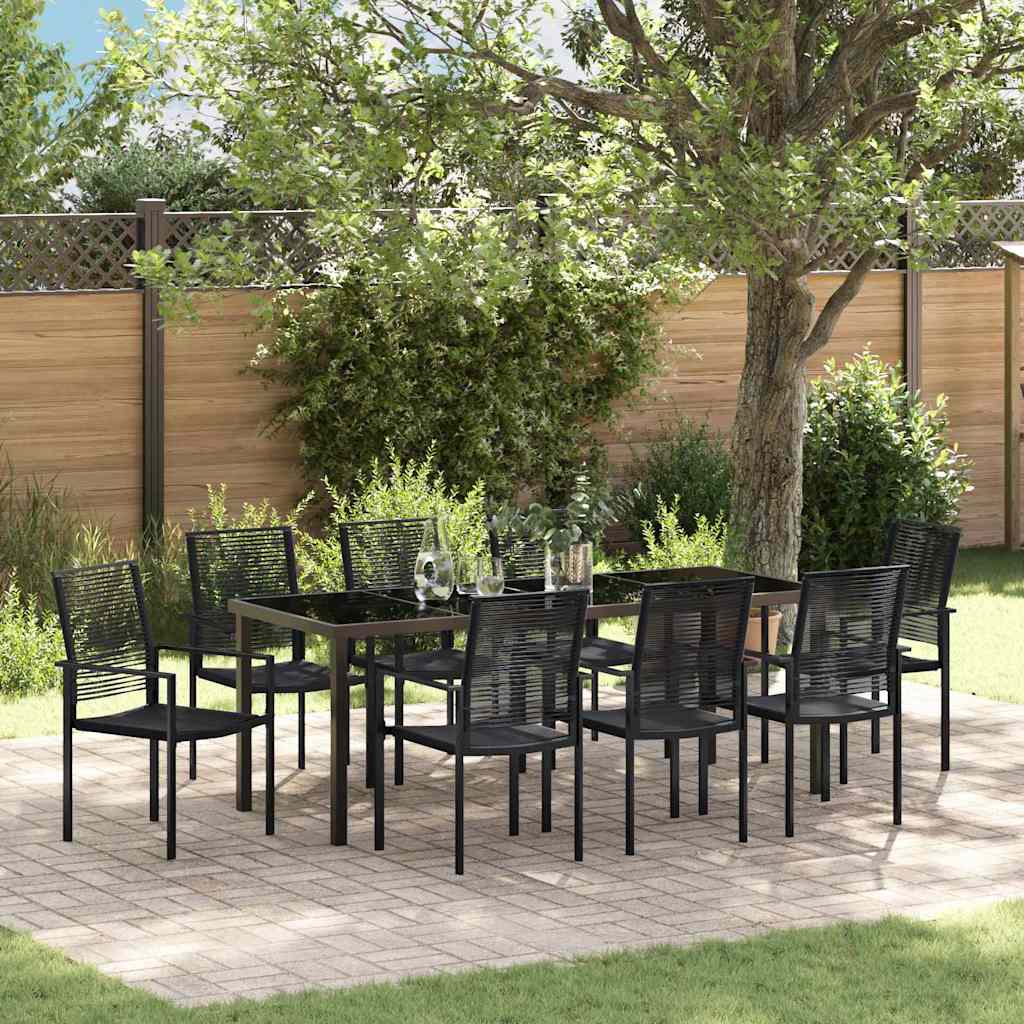 Tuin eettafelset 9 pcs Zwart Gepoedercoat staal – afbeelding 1