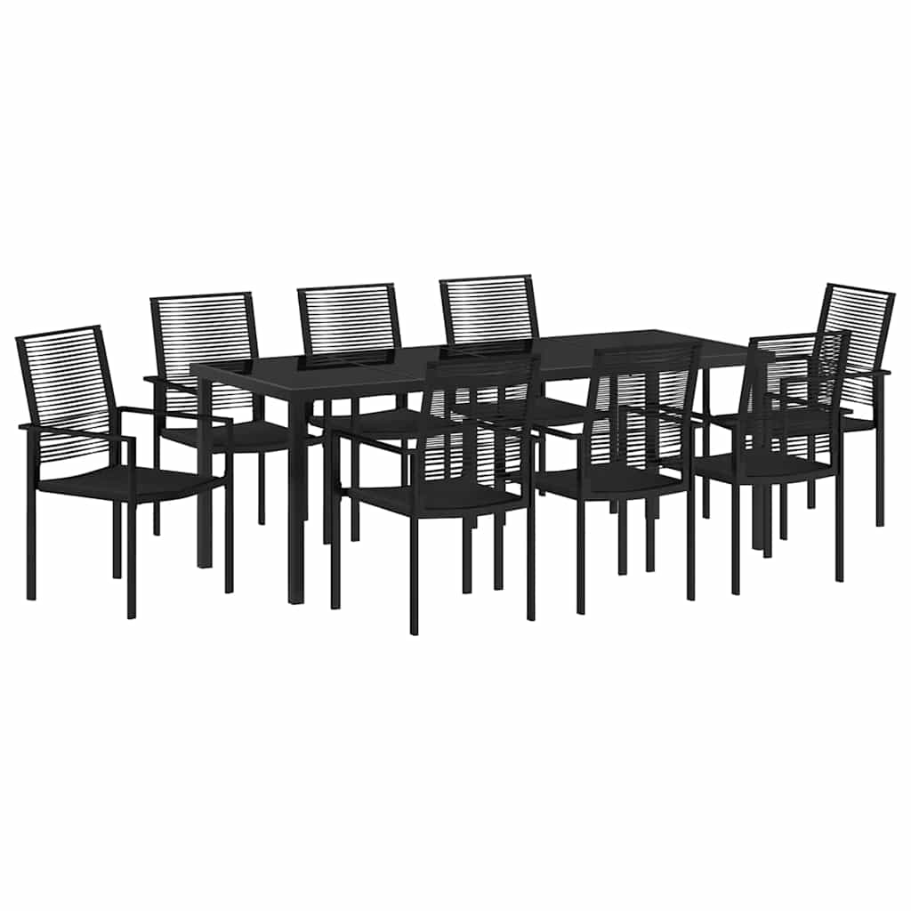 Tuin eettafelset 9 pcs Zwart Gepoedercoat staal – afbeelding 2