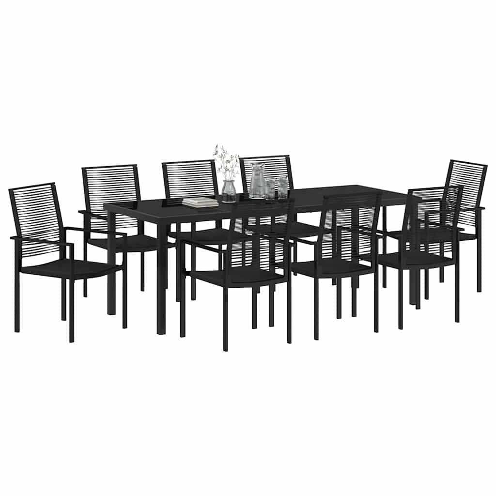 Tuin eettafelset 9 pcs Zwart Gepoedercoat staal – afbeelding 3