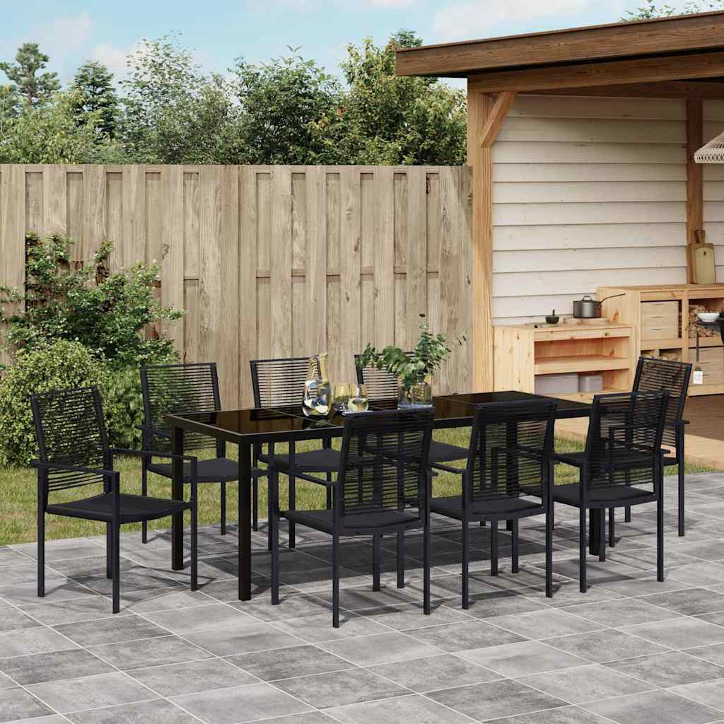 Tuin eettafelset 9 pcs Zwart Gepoedercoat staal – afbeelding 4