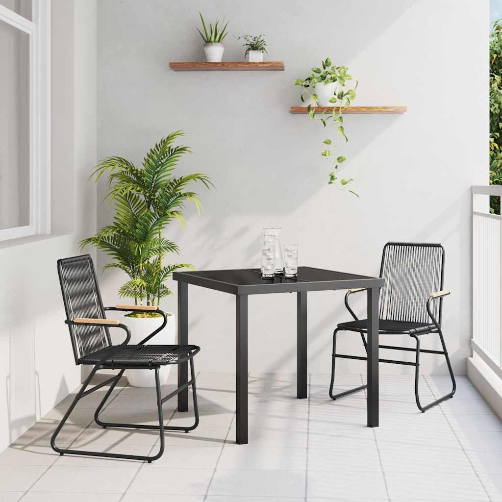 Tuin eettafelset 3 pcs Zwart Gepoedercoat staal – afbeelding 1