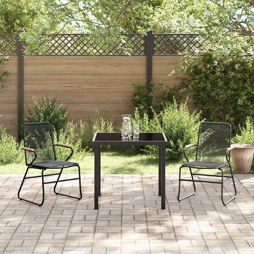 Tuin eettafelset 3 pcs Zwart Gepoedercoat staal – afbeelding 4
