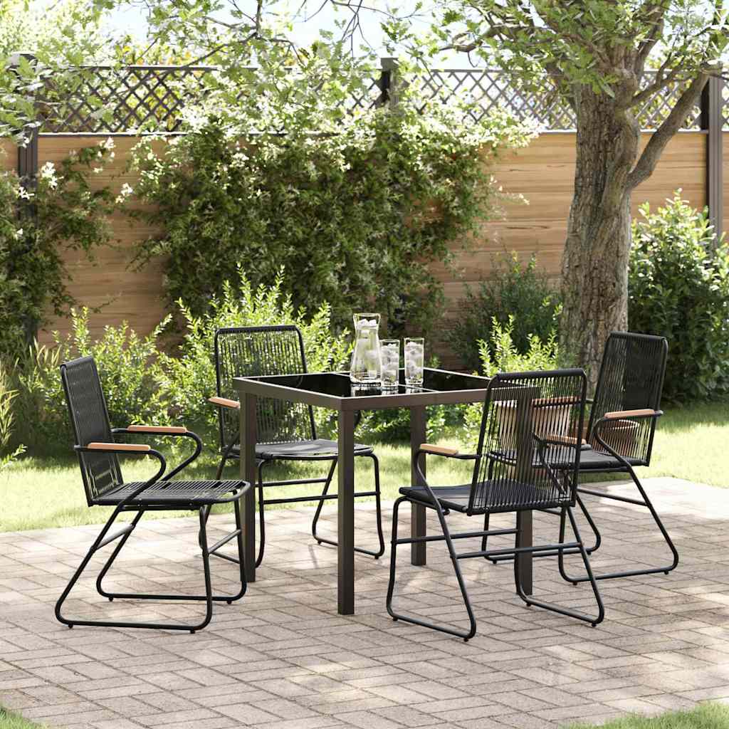 Tuin eettafelset 5 pcs Zwart Gepoedercoat staal – afbeelding 1
