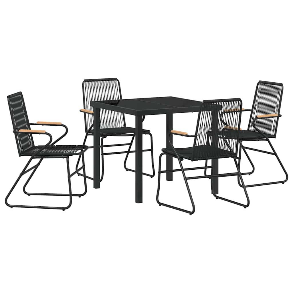 Tuin eettafelset 5 pcs Zwart Gepoedercoat staal – afbeelding 2