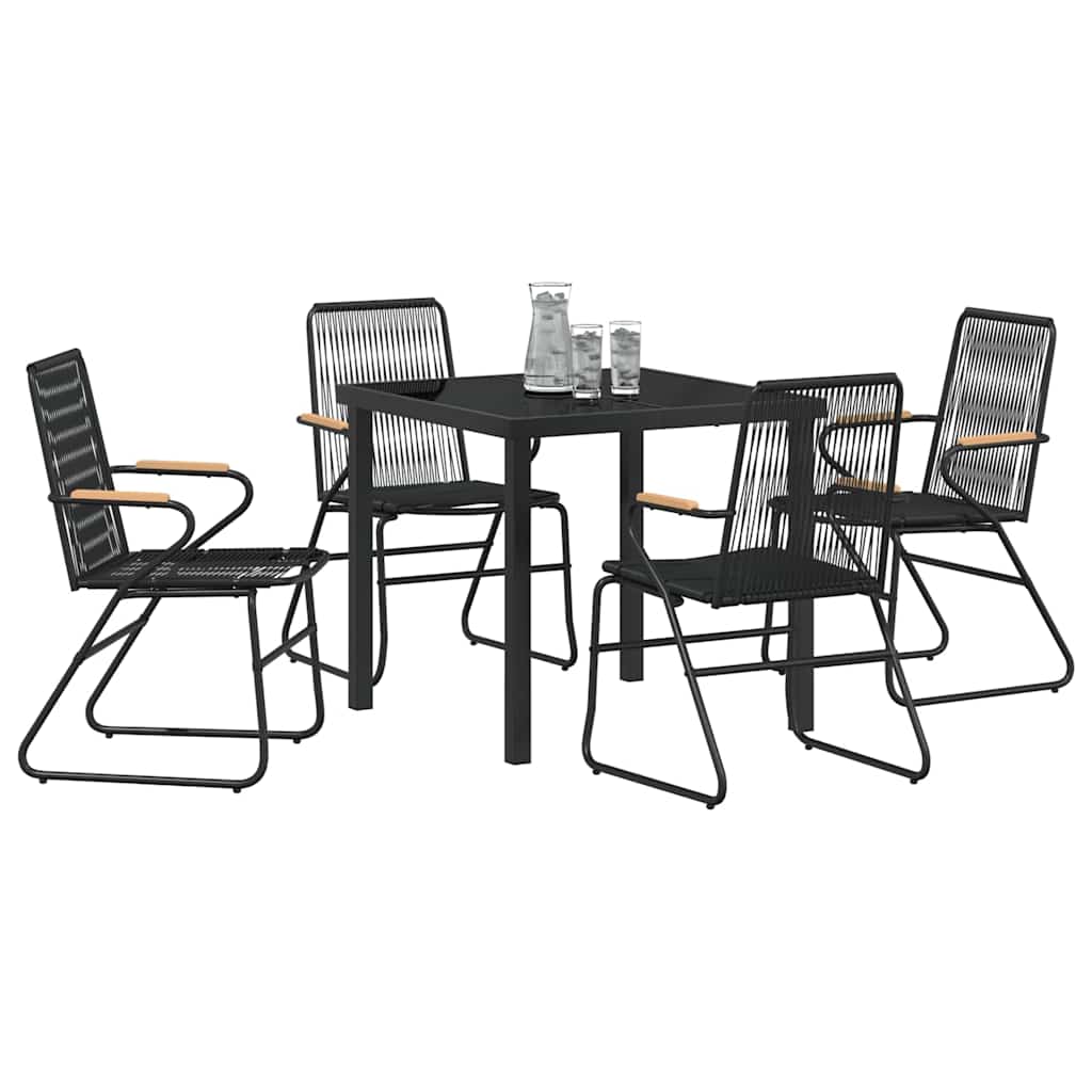 Tuin eettafelset 5 pcs Zwart Gepoedercoat staal – afbeelding 3