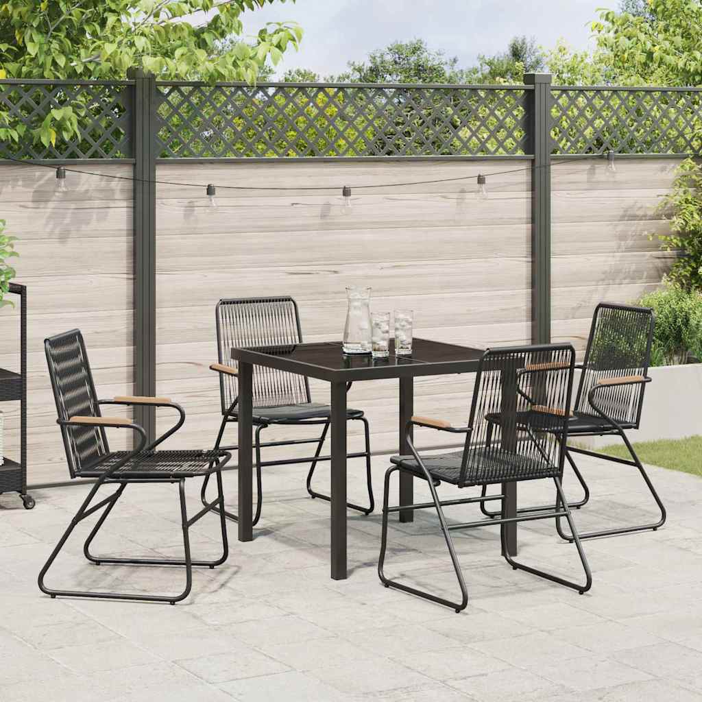 Tuin eettafelset 5 pcs Zwart Gepoedercoat staal – afbeelding 4