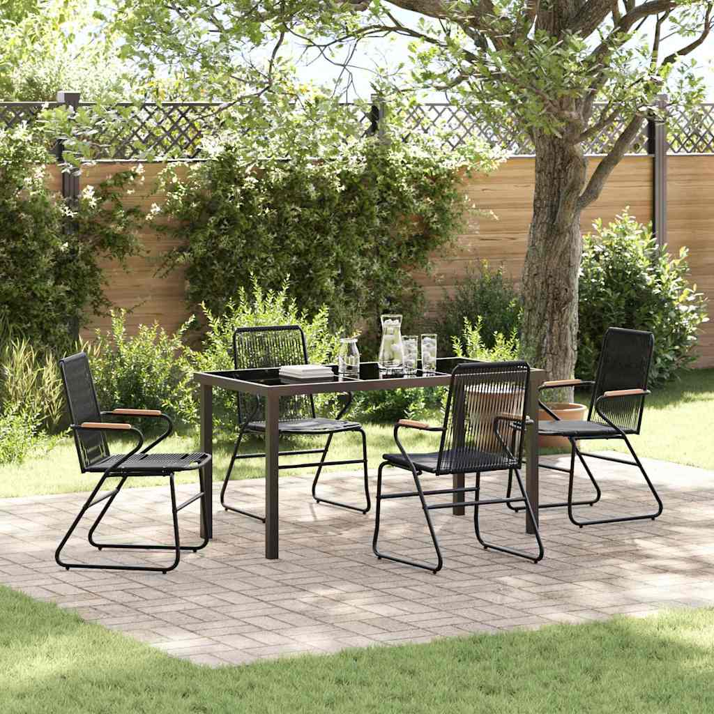 Tuin eettafelset 5 pcs Zwart Gepoedercoat staal – afbeelding 1