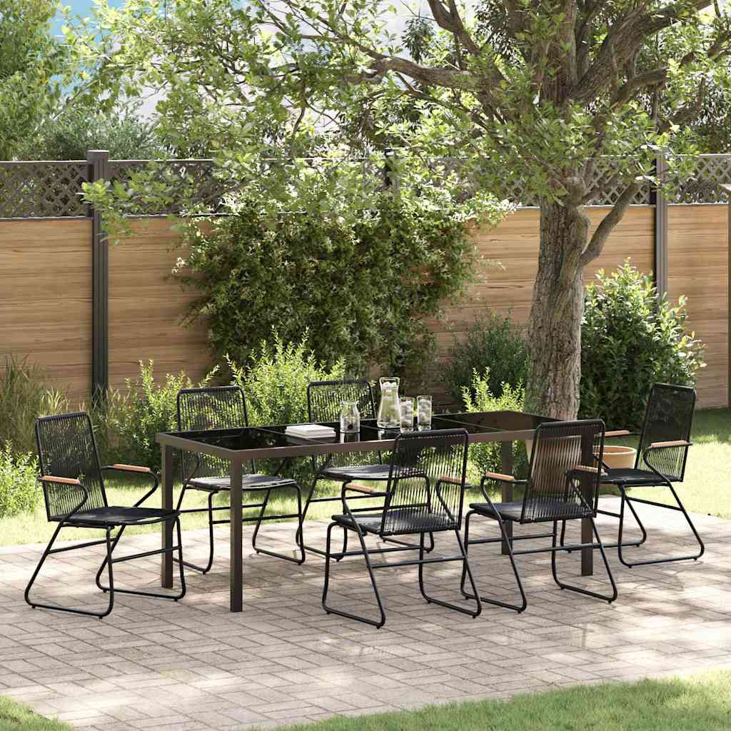 Tuin eettafelset 7 pcs Zwart Gepoedercoat staal – afbeelding 1