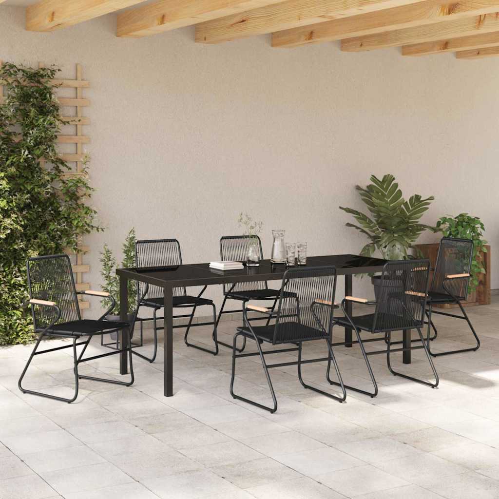 Tuin eettafelset 7 pcs Zwart Gepoedercoat staal – afbeelding 4
