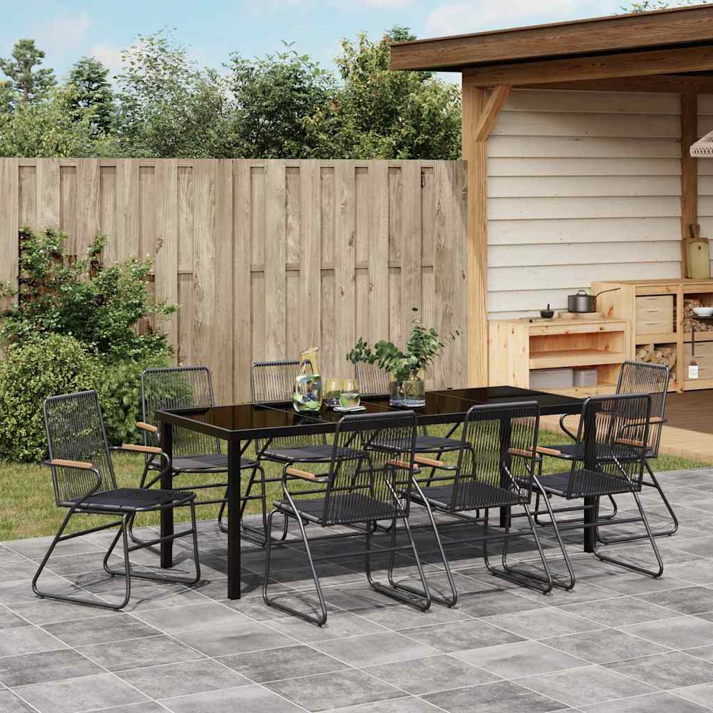 Tuin eettafelset 9 pcs Zwart Gepoedercoat staal – afbeelding 4