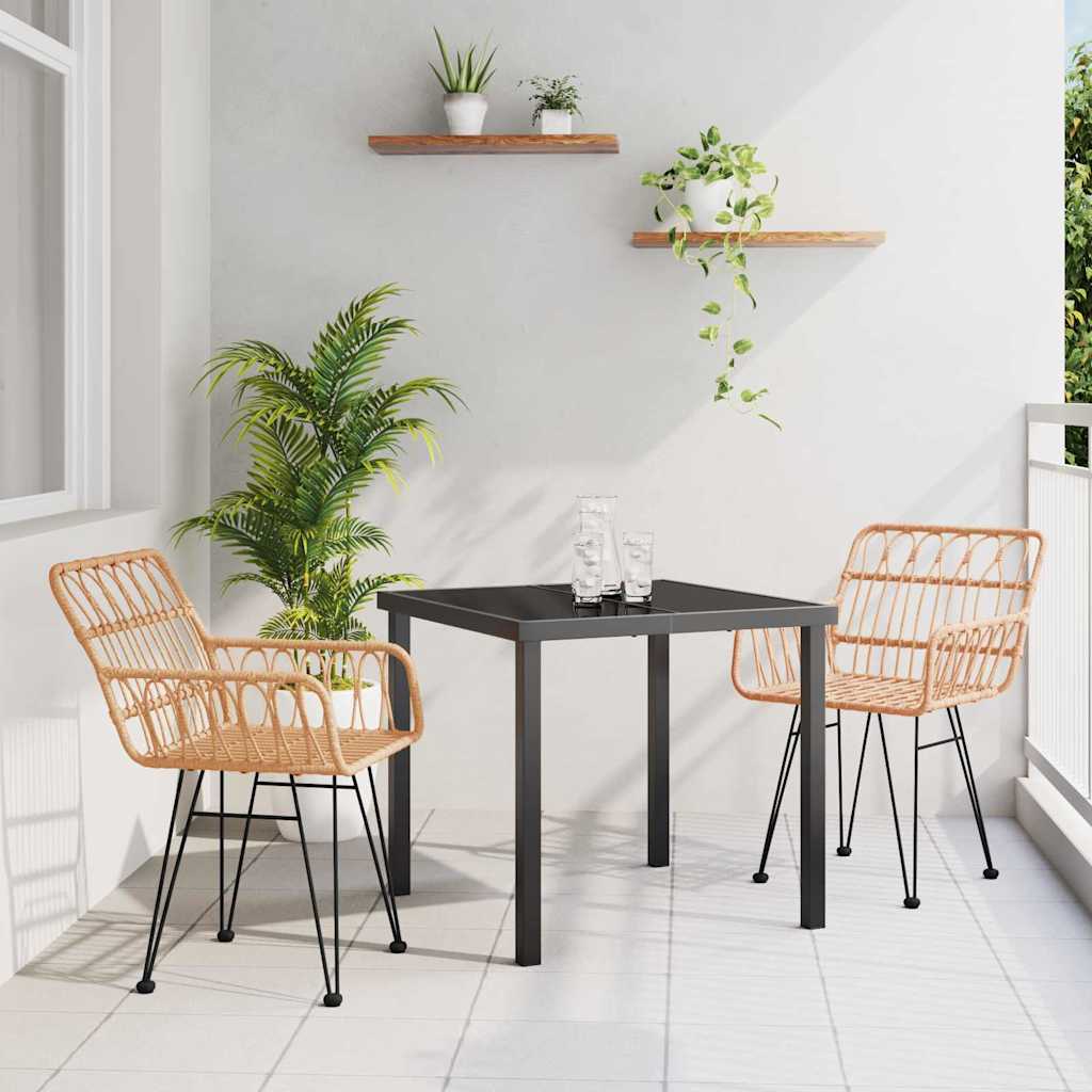 Tuin eettafelset 3 pcs Bruin Gepoedercoat staal – afbeelding 1