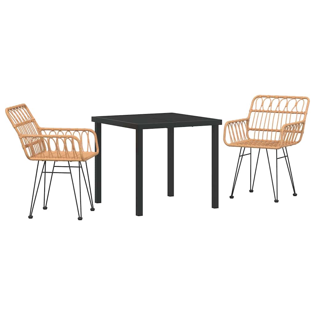 Tuin eettafelset 3 pcs Bruin Gepoedercoat staal – afbeelding 2