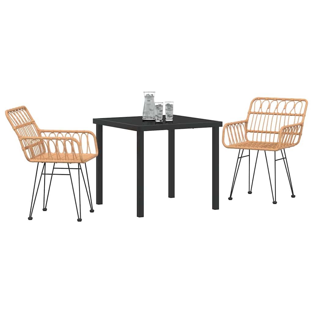 Tuin eettafelset 3 pcs Bruin Gepoedercoat staal – afbeelding 3