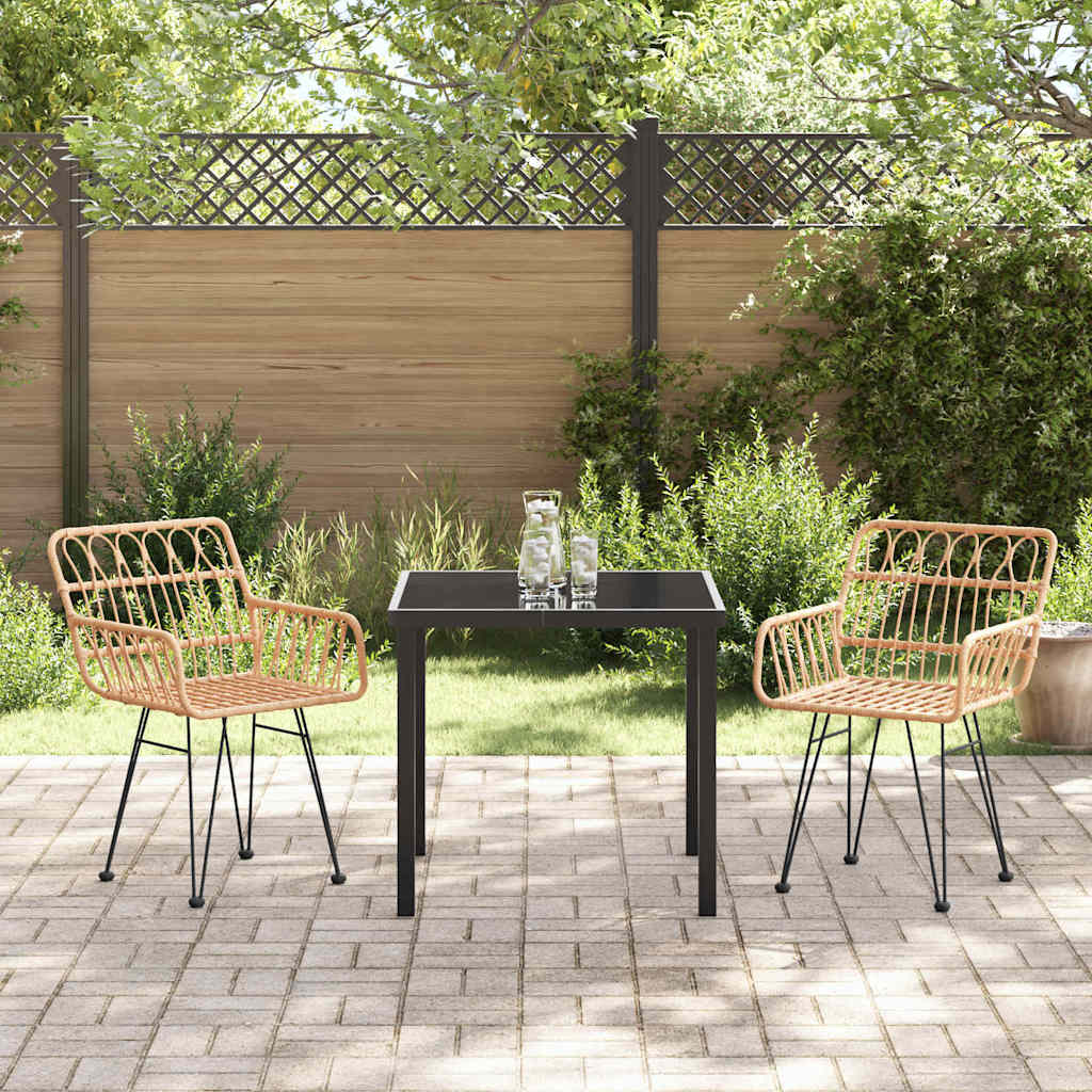 Tuin eettafelset 3 pcs Bruin Gepoedercoat staal – afbeelding 4