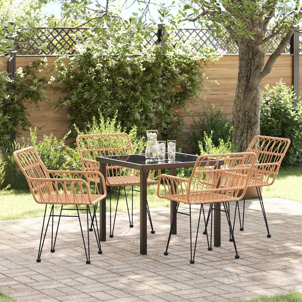 Tuin eettafelset 5 pcs Bruin Gepoedercoat staal – afbeelding 1
