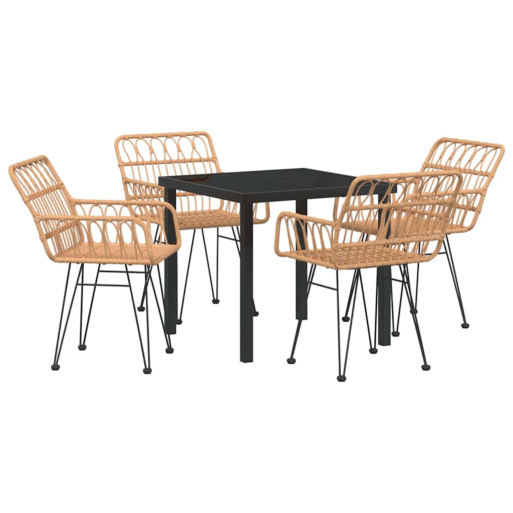 Tuin eettafelset 5 pcs Bruin Gepoedercoat staal – afbeelding 2