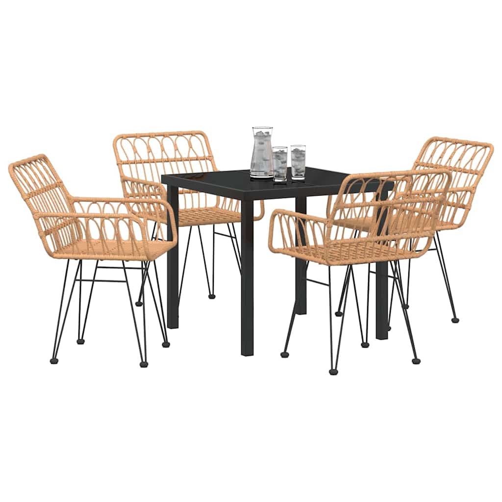Tuin eettafelset 5 pcs Bruin Gepoedercoat staal – afbeelding 3