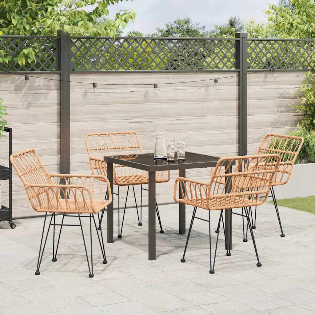 Tuin eettafelset 5 pcs Bruin Gepoedercoat staal – afbeelding 4