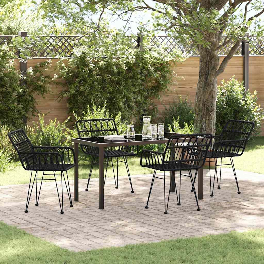 Tuin eettafelset 5 pcs Zwart Gepoedercoat staal – afbeelding 1