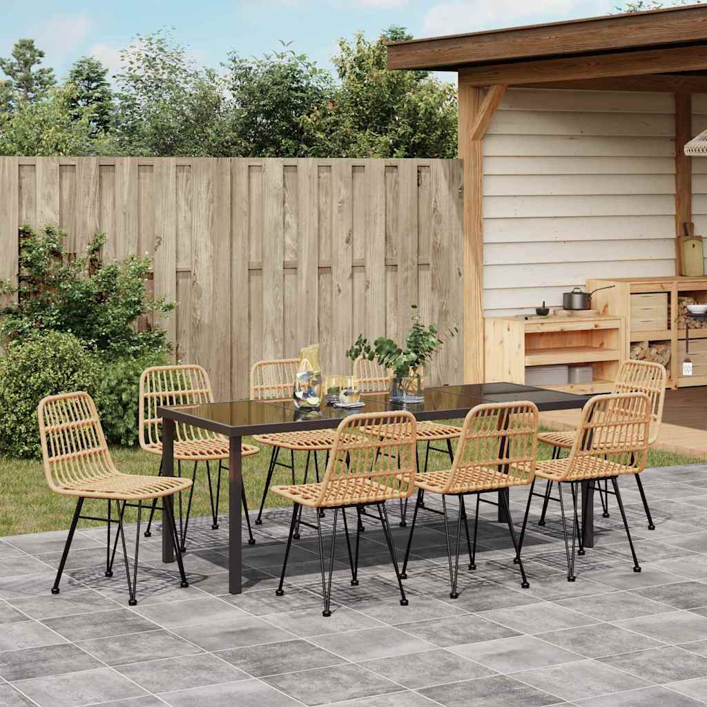 Tuin eettafelset 9 pcs Bruin Gepoedercoat staal – afbeelding 4