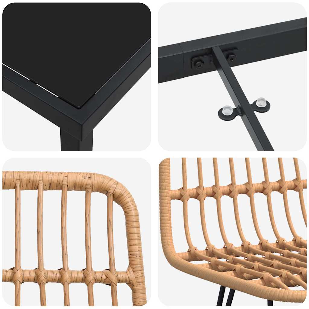 Tuin eettafelset 9 pcs Bruin Gepoedercoat staal – afbeelding 9