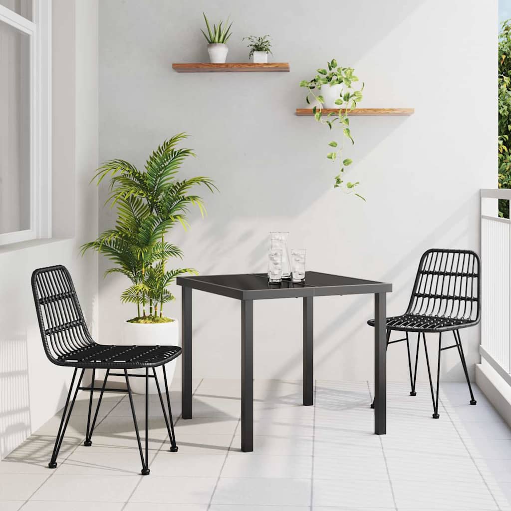 Tuin eettafelset 3 pcs Zwart Gepoedercoat staal – afbeelding 1