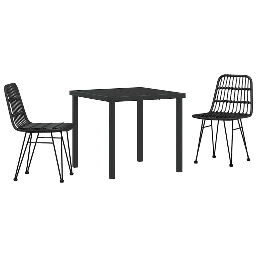 Tuin eettafelset 3 pcs Zwart Gepoedercoat staal – afbeelding 2