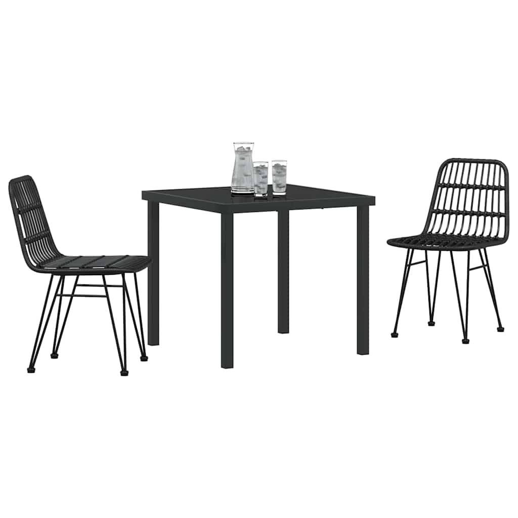 Tuin eettafelset 3 pcs Zwart Gepoedercoat staal – afbeelding 3