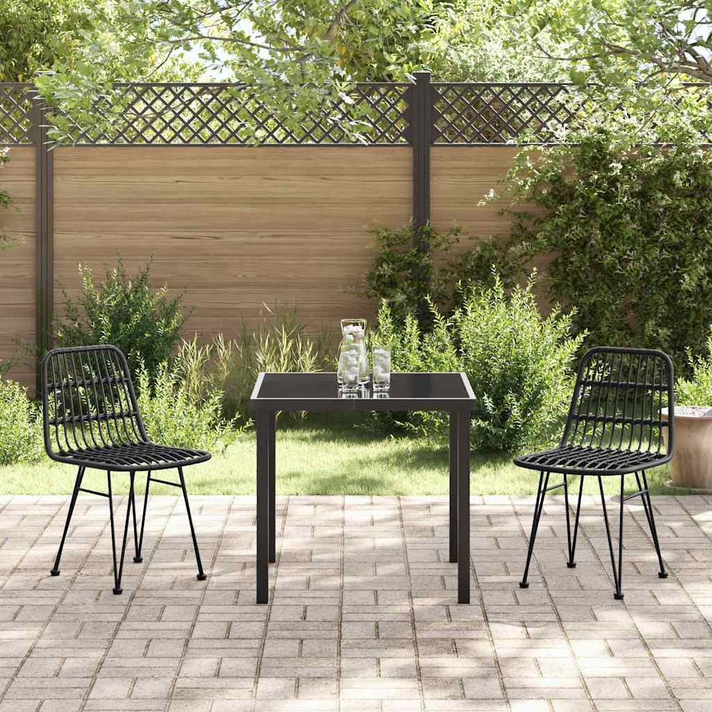 Tuin eettafelset 3 pcs Zwart Gepoedercoat staal – afbeelding 4