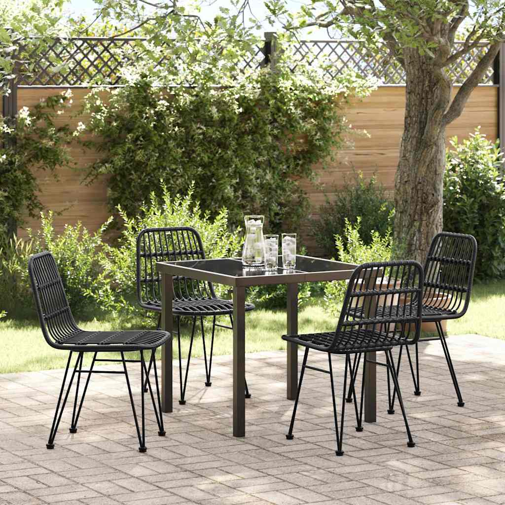 Tuin eettafelset 5 pcs Zwart Gepoedercoat staal – afbeelding 1