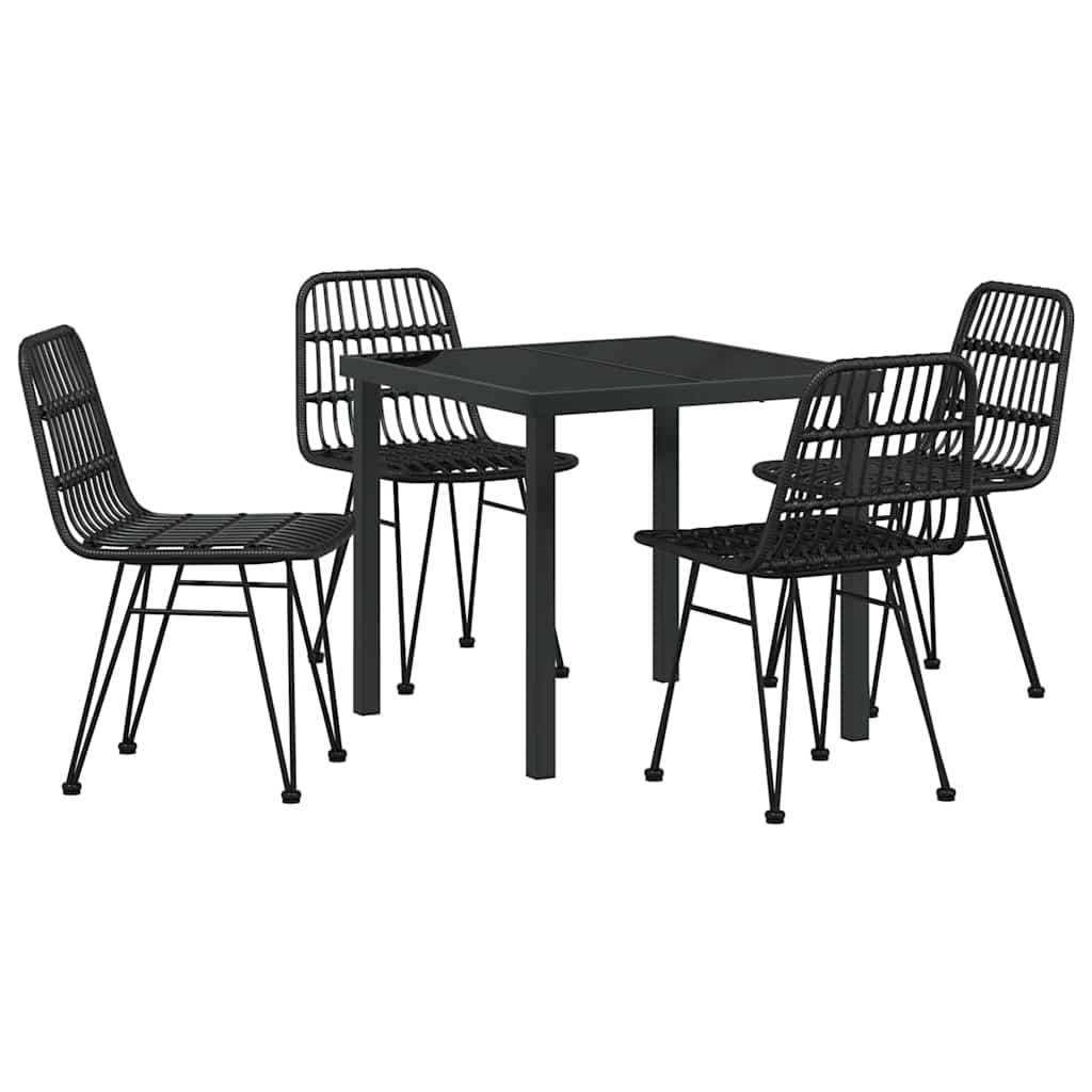 Tuin eettafelset 5 pcs Zwart Gepoedercoat staal – afbeelding 2