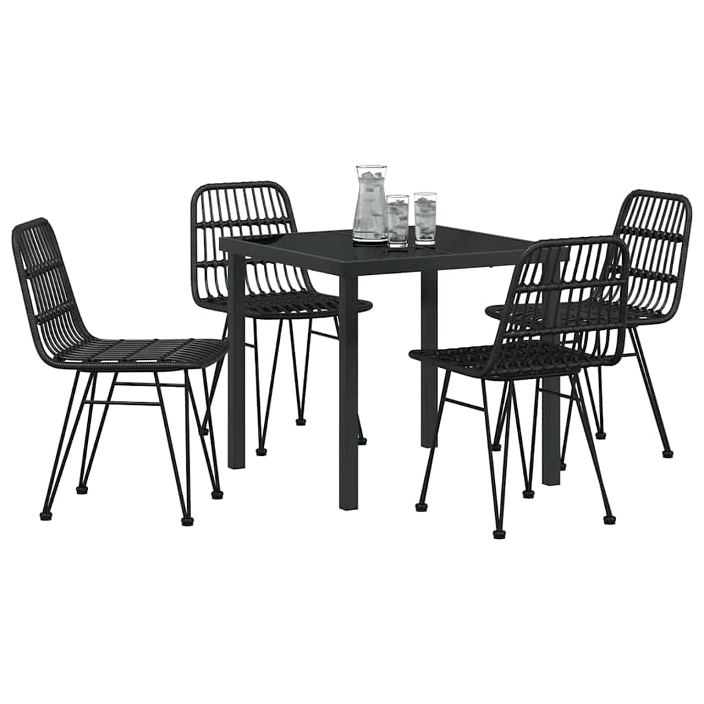 Tuin eettafelset 5 pcs Zwart Gepoedercoat staal – afbeelding 3