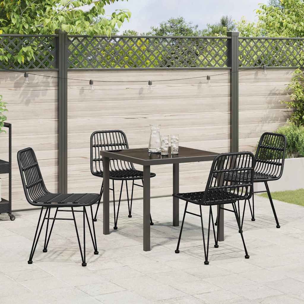 Tuin eettafelset 5 pcs Zwart Gepoedercoat staal – afbeelding 4