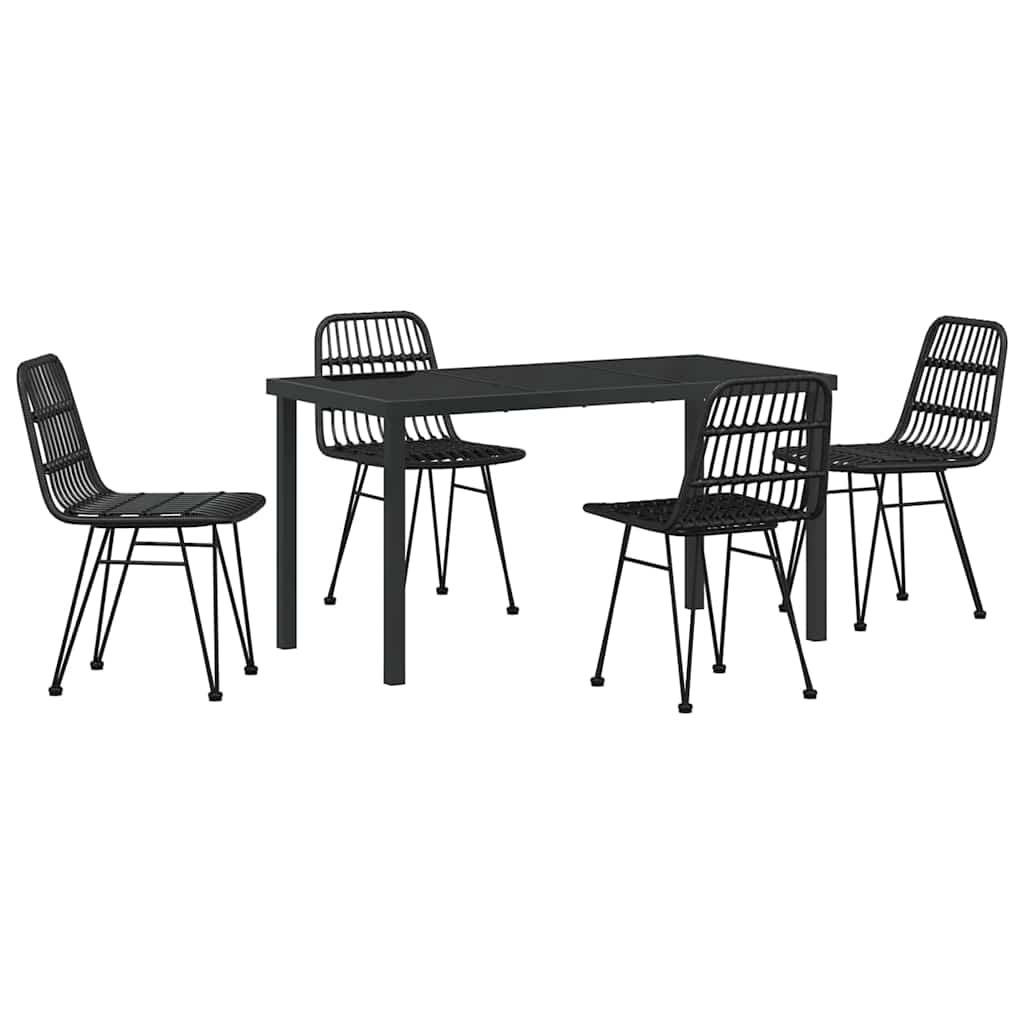 Tuin eettafelset 5 pcs Zwart Gepoedercoat staal – afbeelding 2