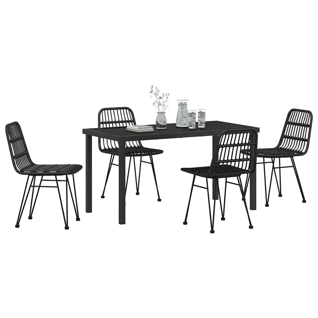 Tuin eettafelset 5 pcs Zwart Gepoedercoat staal – afbeelding 3