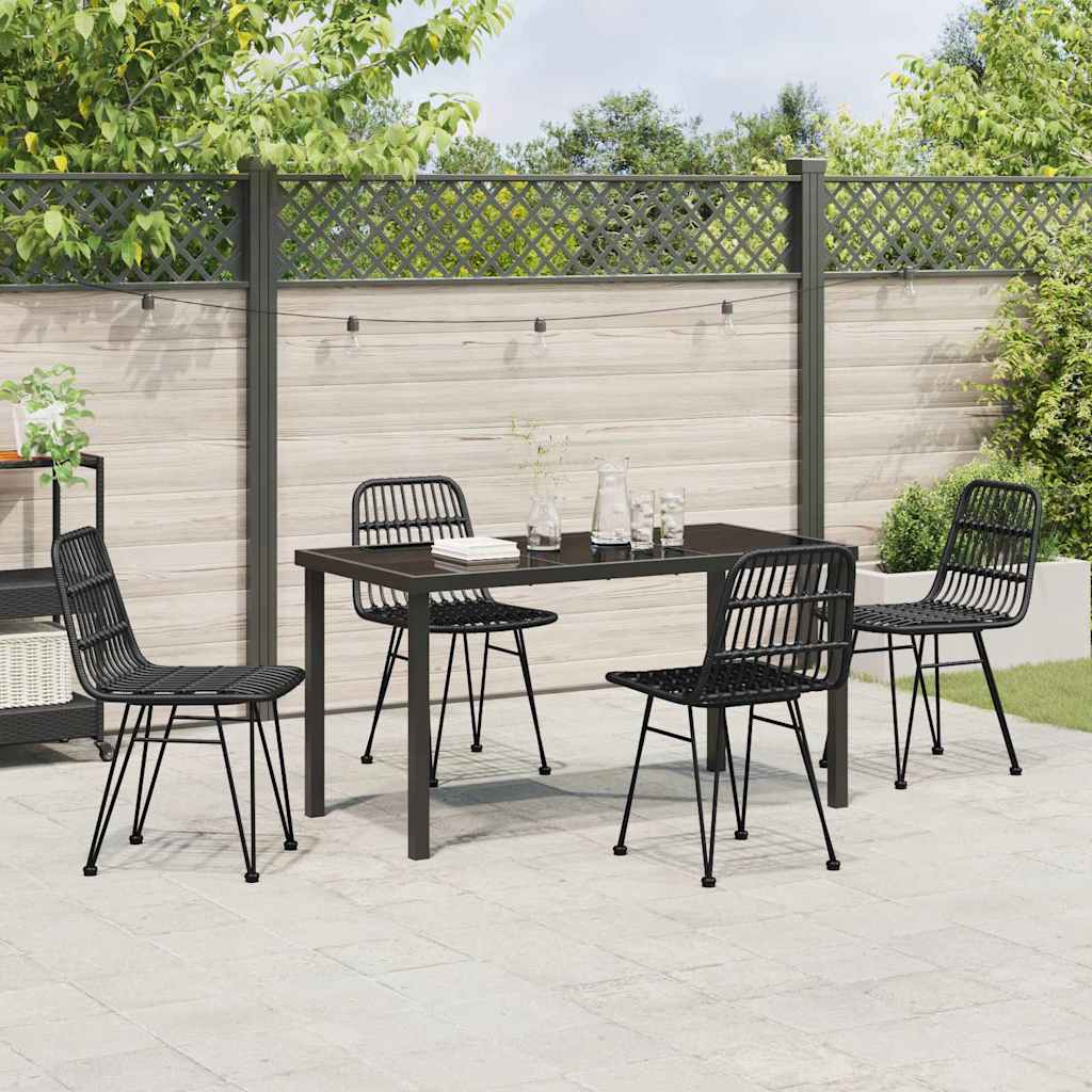 Tuin eettafelset 5 pcs Zwart Gepoedercoat staal – afbeelding 4