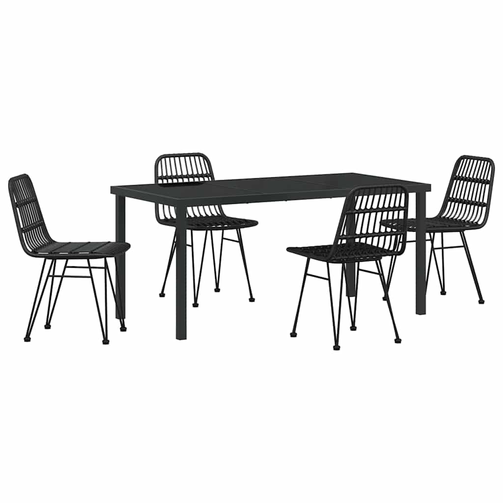 Tuin eettafelset 5 pcs Zwart Gepoedercoat staal – afbeelding 2