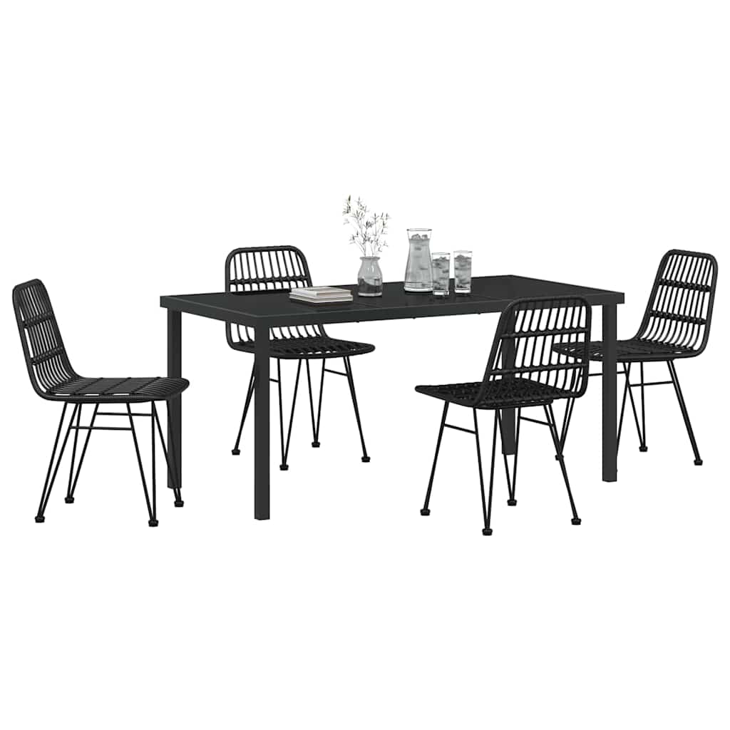 Tuin eettafelset 5 pcs Zwart Gepoedercoat staal – afbeelding 3