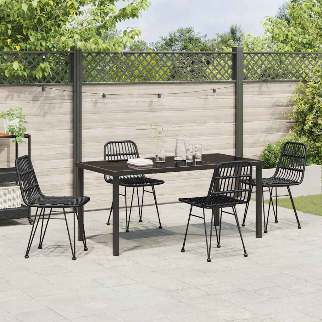 Tuin eettafelset 5 pcs Zwart Gepoedercoat staal – afbeelding 4