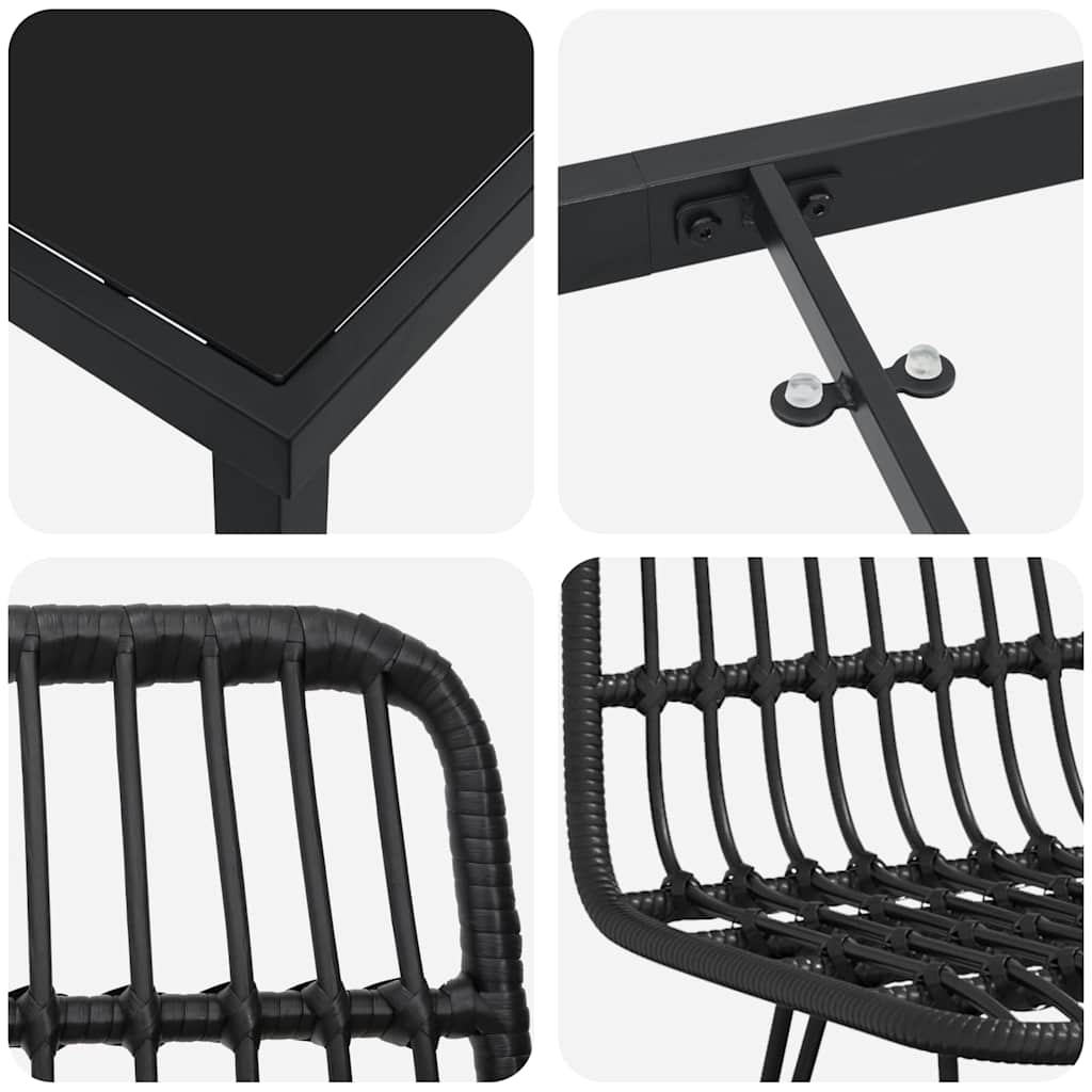 Tuin eettafelset 5 pcs Zwart Gepoedercoat staal – afbeelding 9