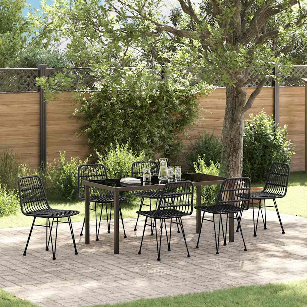 Tuin eettafelset 7 pcs Zwart Gepoedercoat staal – afbeelding 1