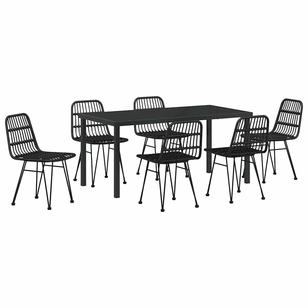 Tuin eettafelset 7 pcs Zwart Gepoedercoat staal – afbeelding 2