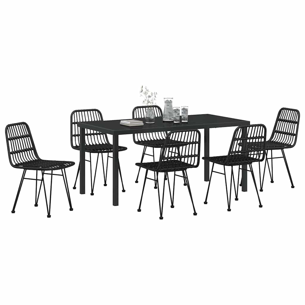 Tuin eettafelset 7 pcs Zwart Gepoedercoat staal – afbeelding 3